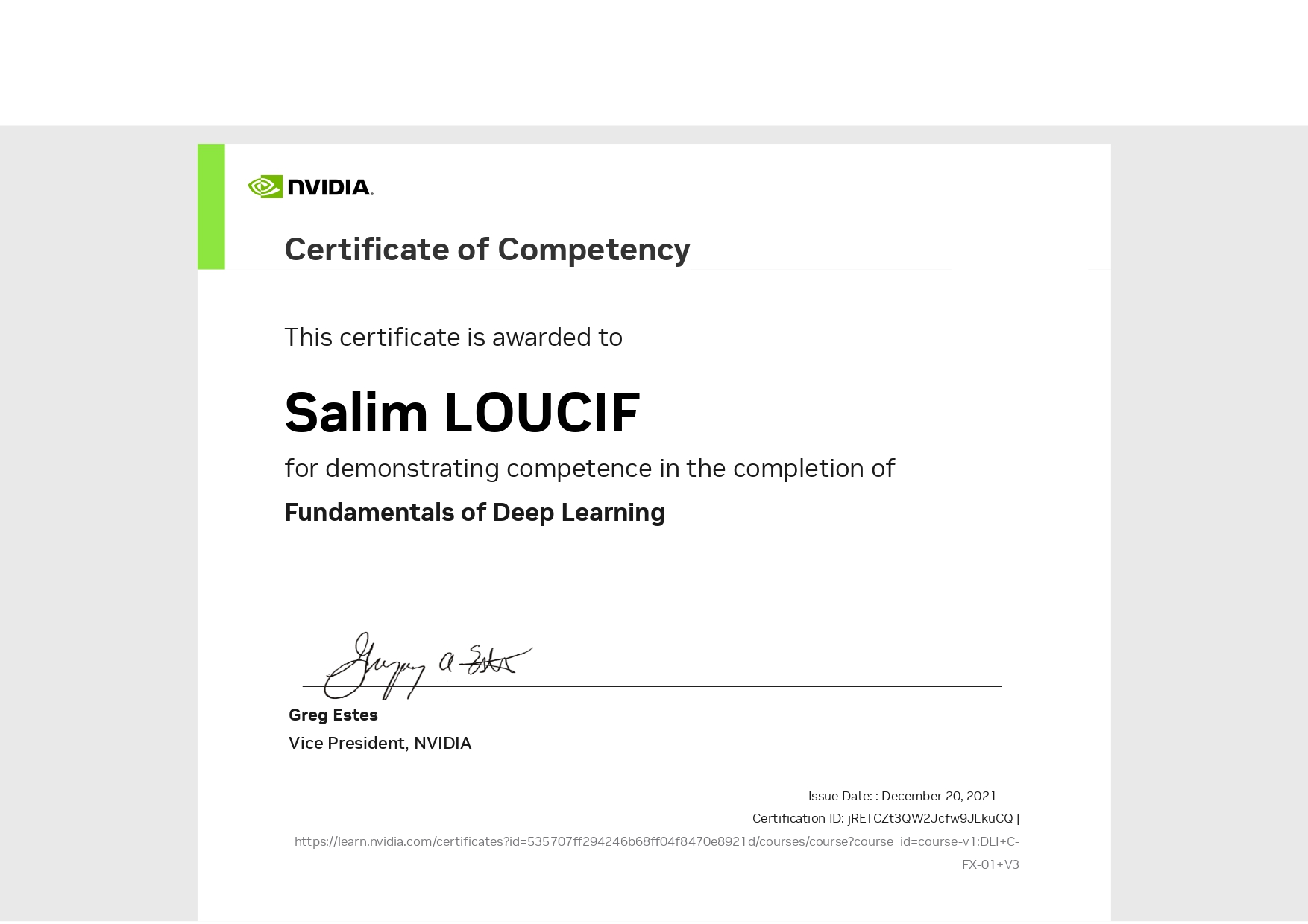 Fundamentals of Deep Learning Certificate